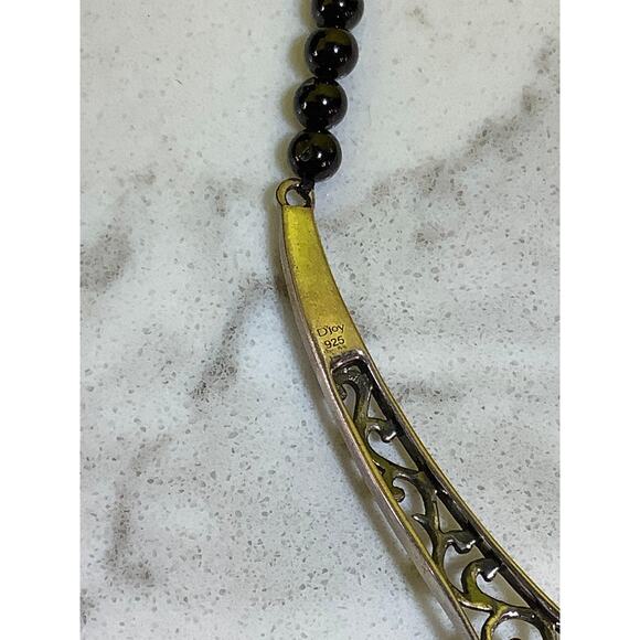 D'Joy Sterling Silver Onyx Beaded Pendant Necklace - Picture 7 of 10
